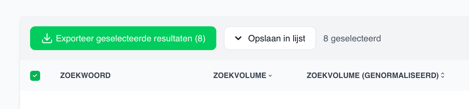Zoekwoorden exporteren